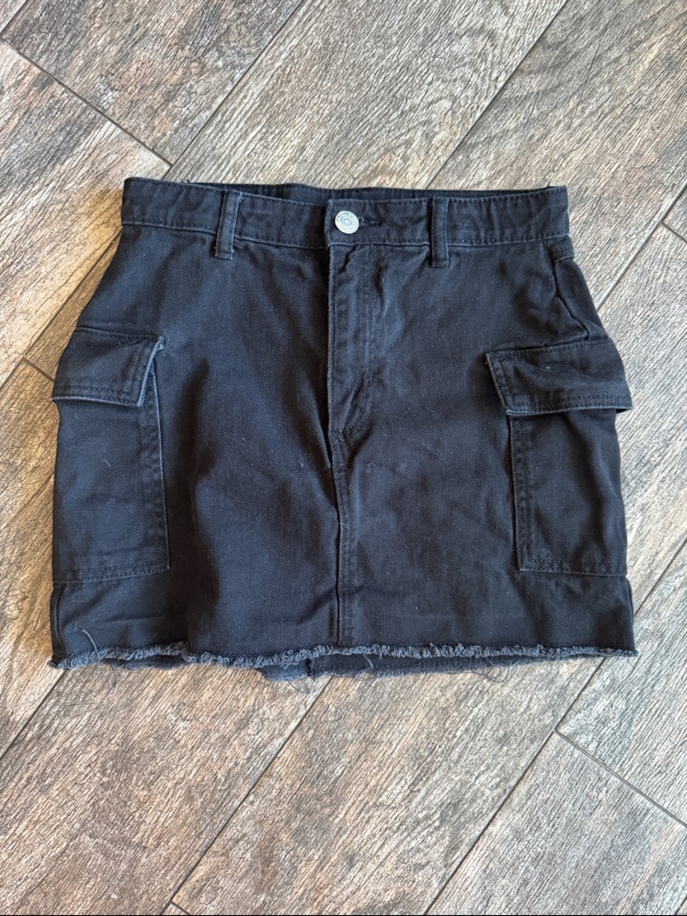 H&M Black Cargo Pocket Denim Mini Skirt
